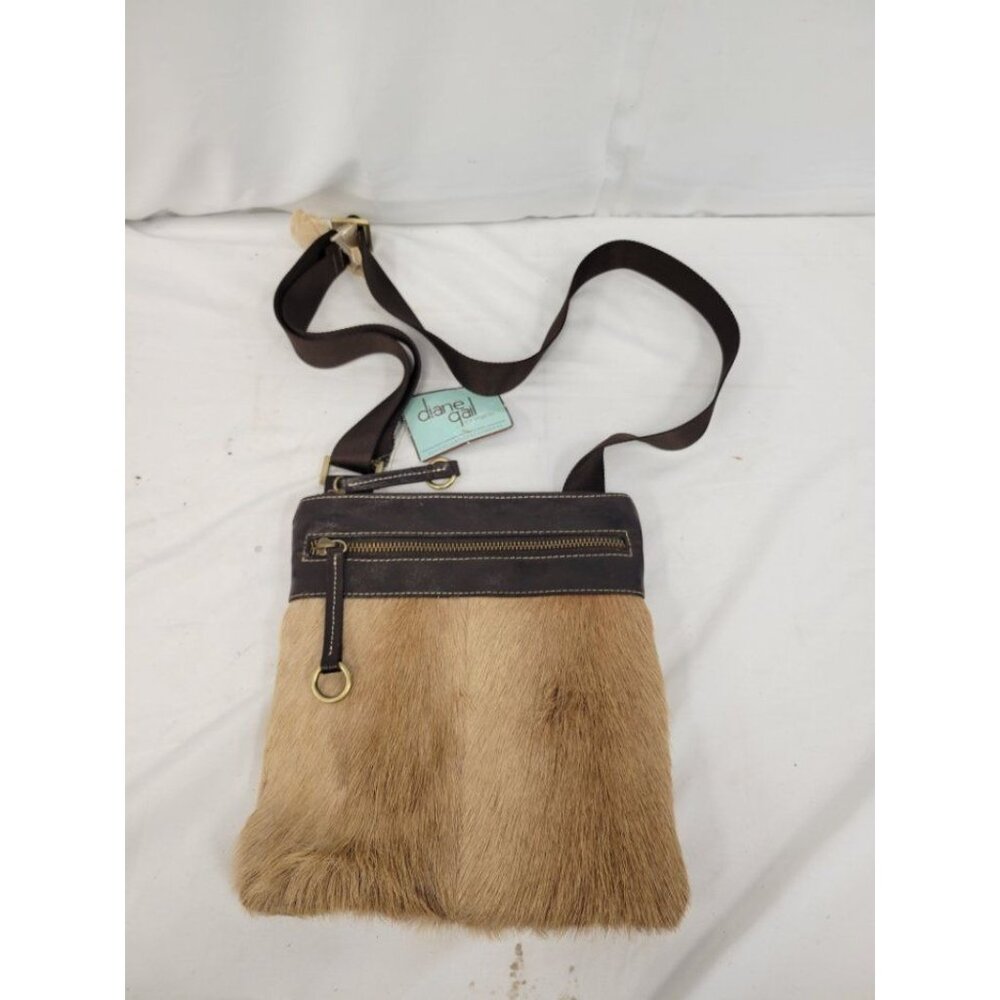 NWT Diane Gail LA Springbok‎ Fur, Leather Crossbody/Purse w/Dust Bag
